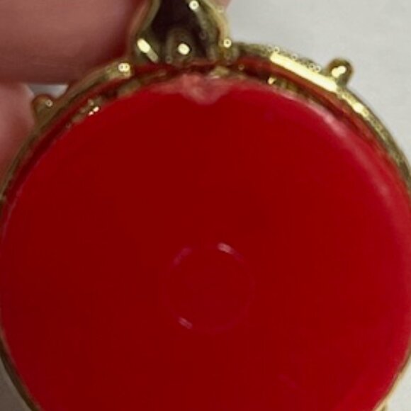 VTG Christmas Ball Ornament Brooch Enamel & Acrylic Movable Brooch Pin 1"x2.25 - Picture 13 of 13